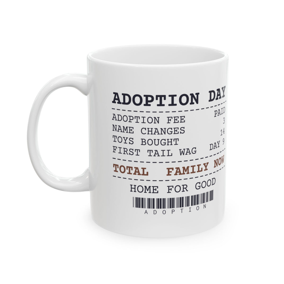 Rescue Dog Coffee Mug First Tail Wag Day 9 Toys Bought 14 Receipt