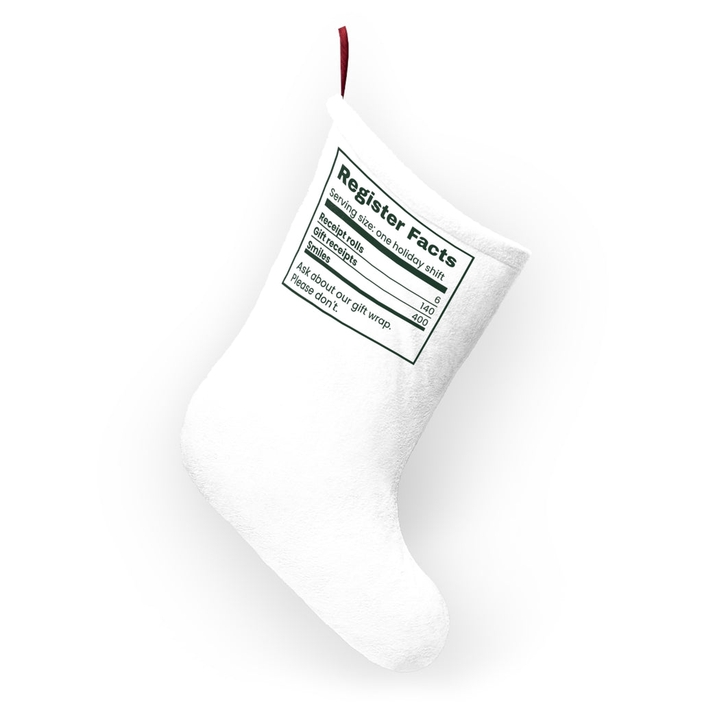 Funny Retail Christmas Stocking Register Nutrition Facts Label