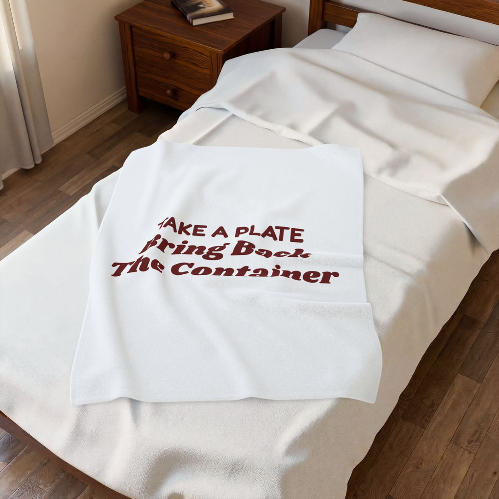Funny Christmas Host Throw Blanket Take A Plate Bring Back The Container