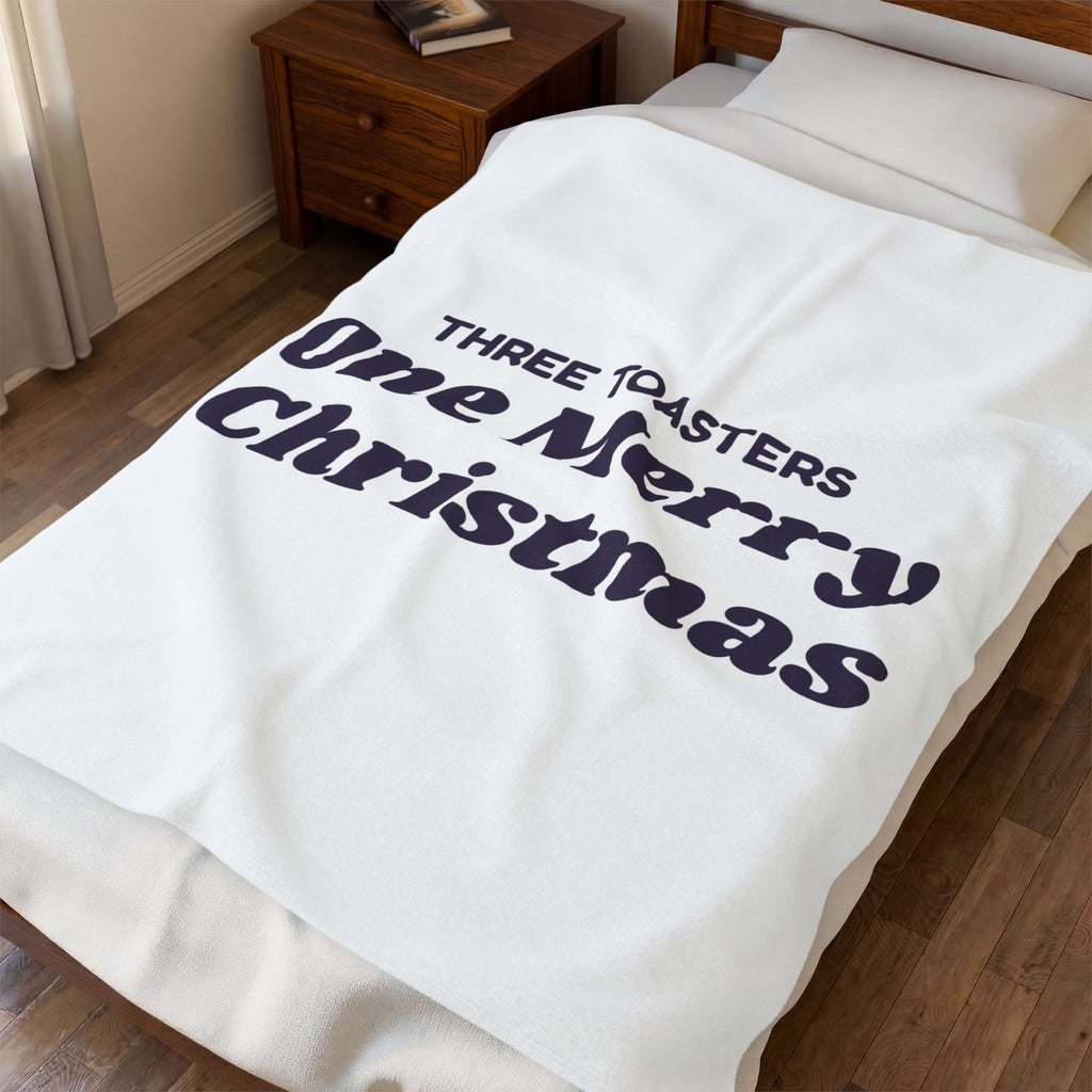 Funny Newlywed Christmas Throw Blanket Three Toasters One Merry Christmas