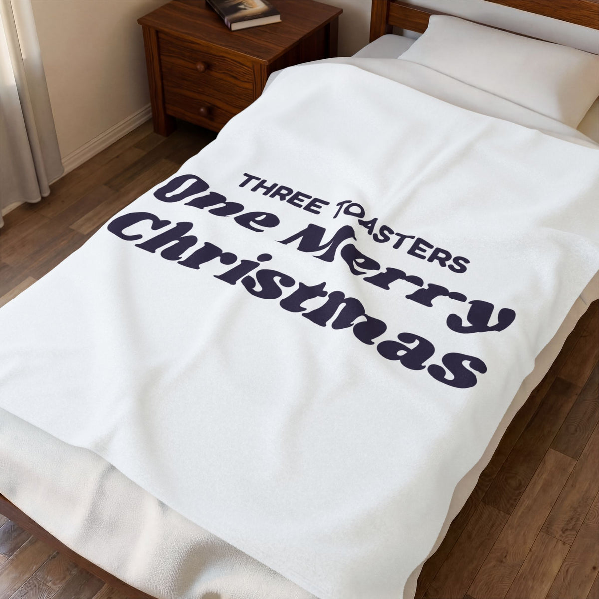 Funny Newlywed Christmas Throw Blanket Three Toasters One Merry Christmas