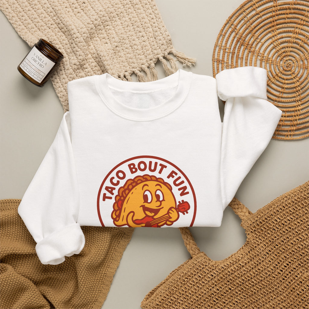 Taco Bout Fun Funny Retro Taco Pun Sweatshirt