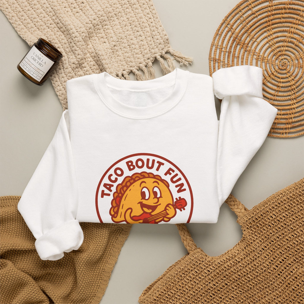 Taco Bout Fun Funny Retro Taco Pun Sweatshirt