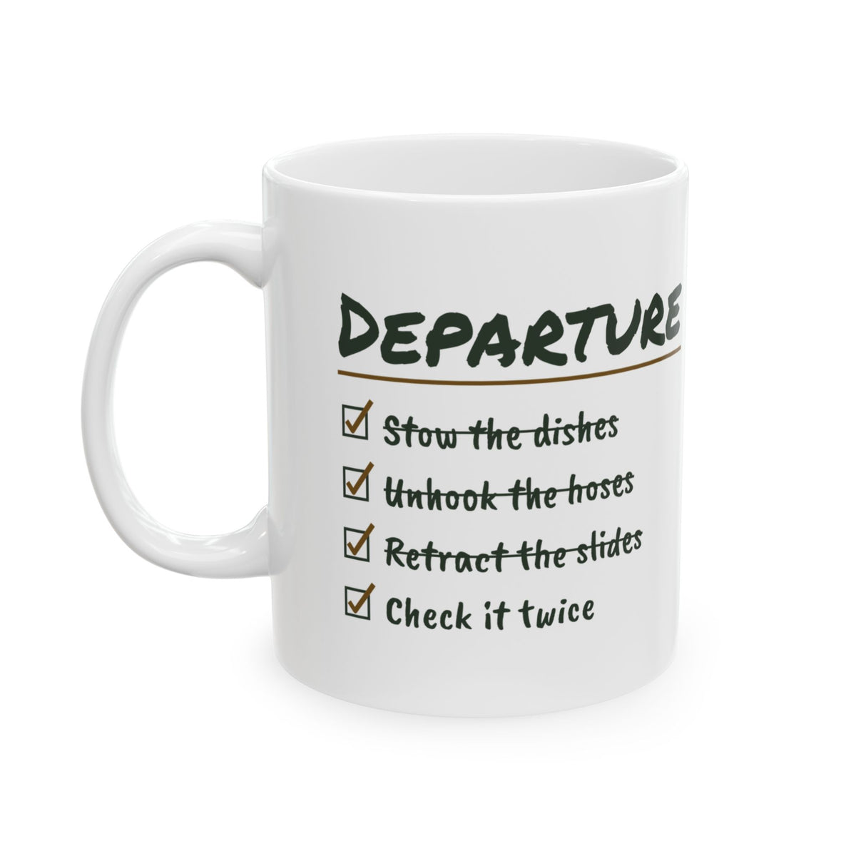 RV Coffee Mug Retract The Slides Check It Twice Departure Checklist