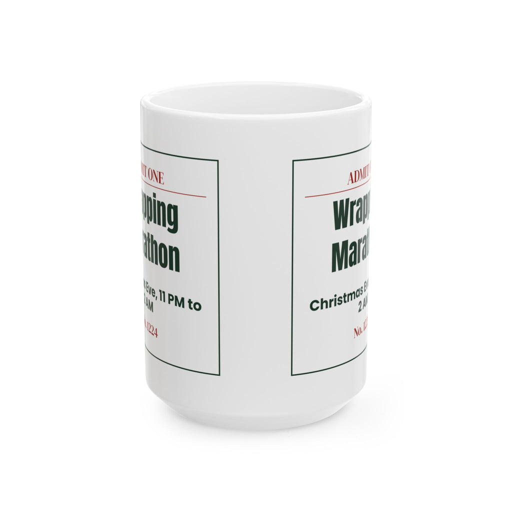 Funny Christmas Coffee Mug Wrapping Marathon Ticket For Mom And Dad