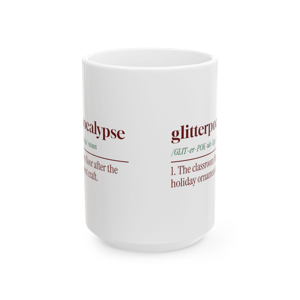 Funny Christmas Teacher Coffee Mug Glitterpocalypse Dictionary