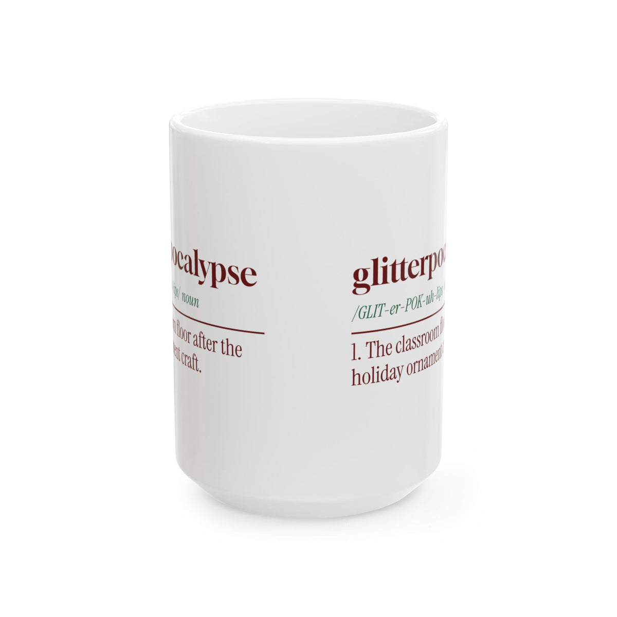 Funny Christmas Teacher Coffee Mug Glitterpocalypse Dictionary