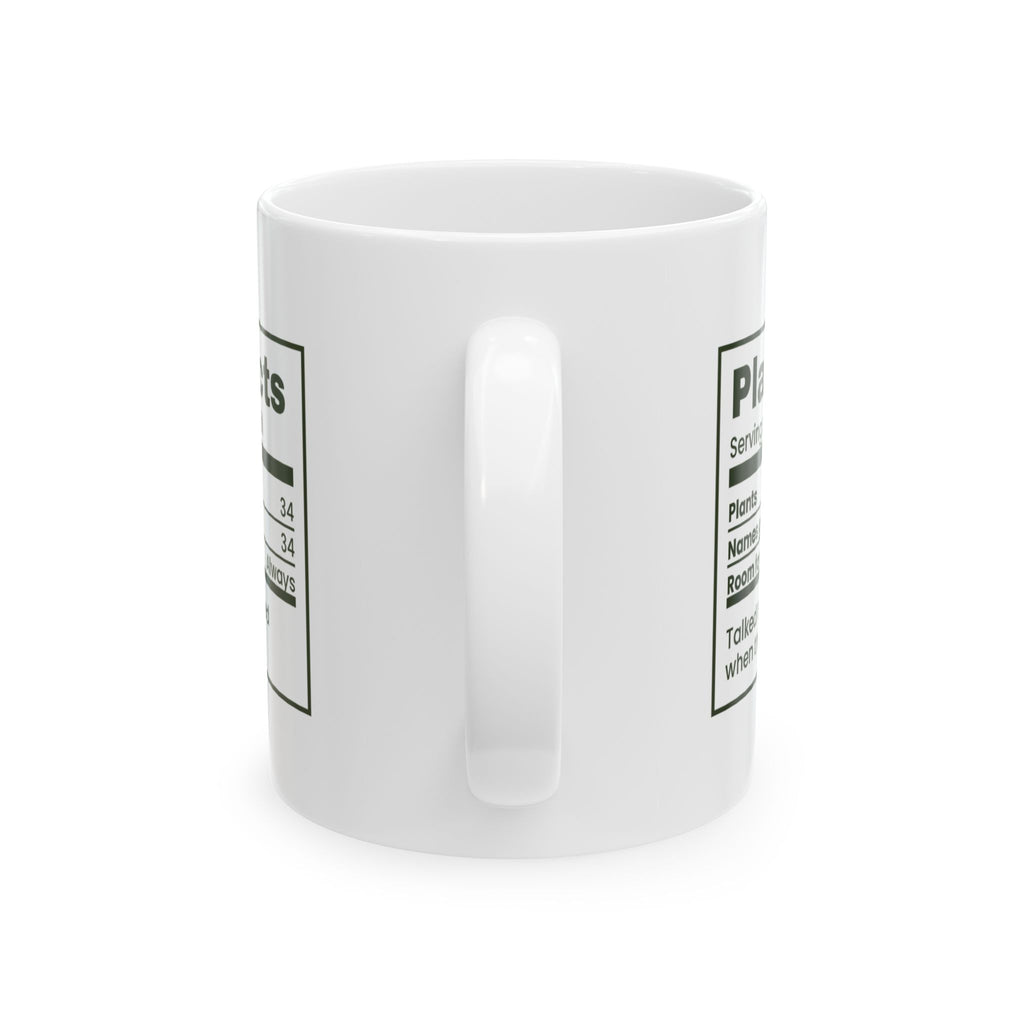 Funny Plant Lover Coffee Mug Plant Facts Nutrition Label
