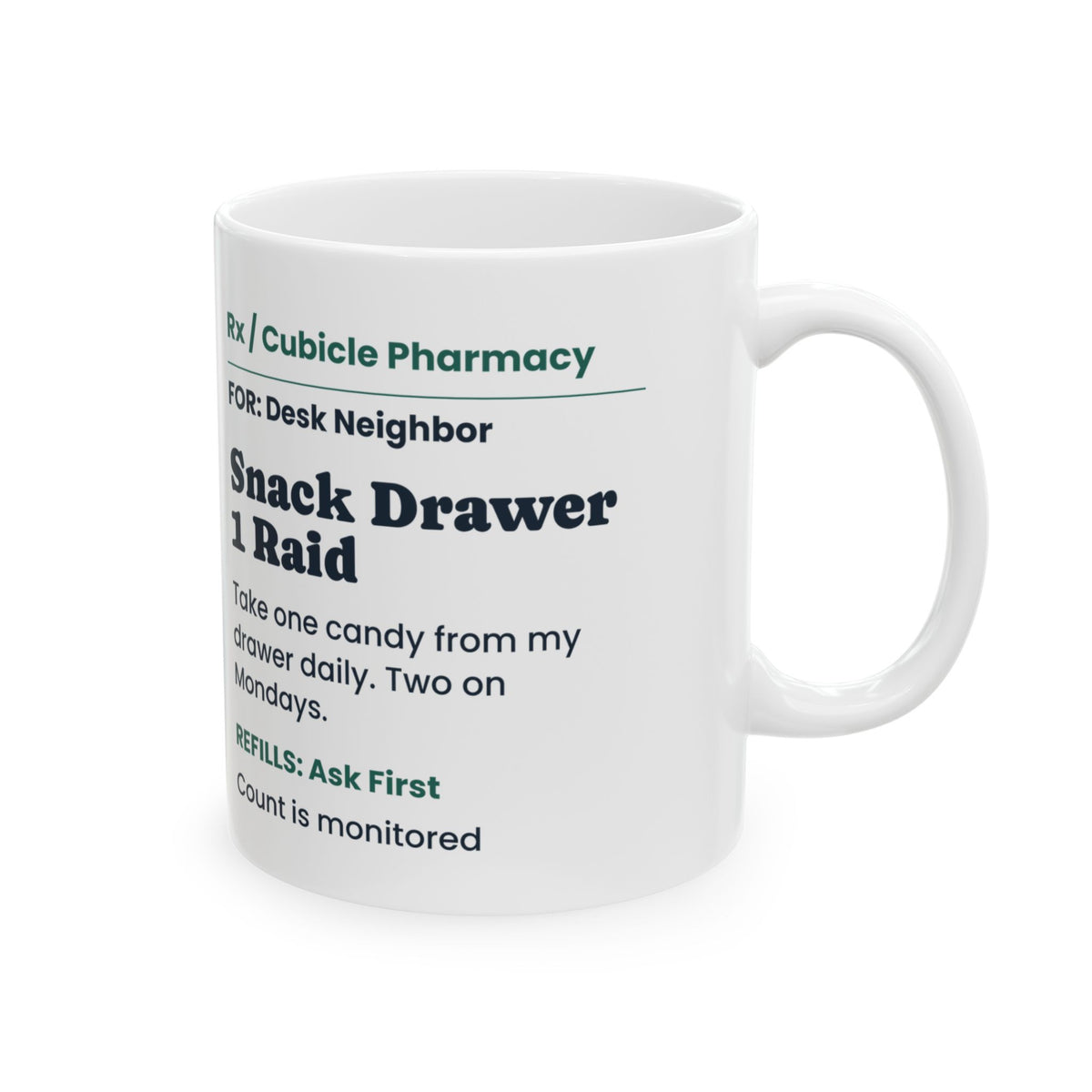 Funny Coworker Coffee Mug Snack Drawer Prescription For Coworkers