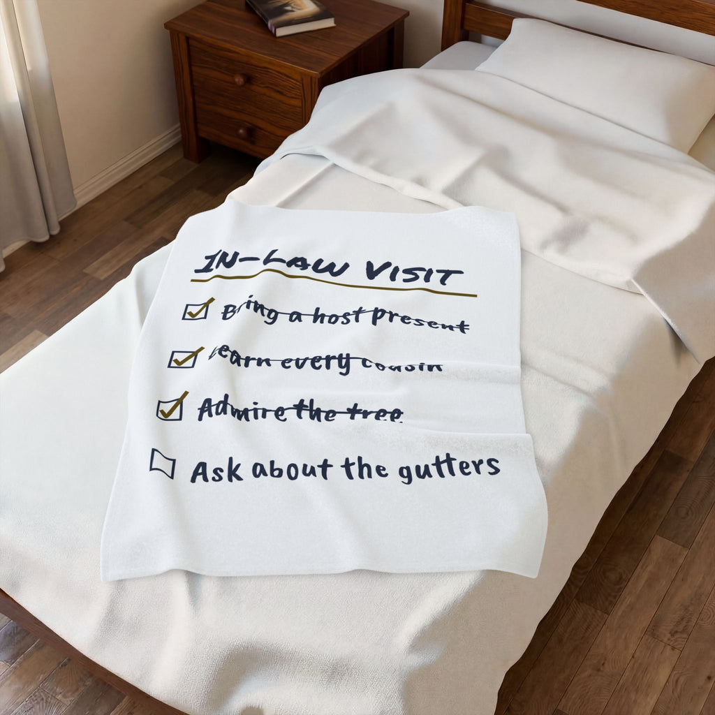 Funny Christmas Throw Blanket In-Law Visit Checklist Ask About The Gutters