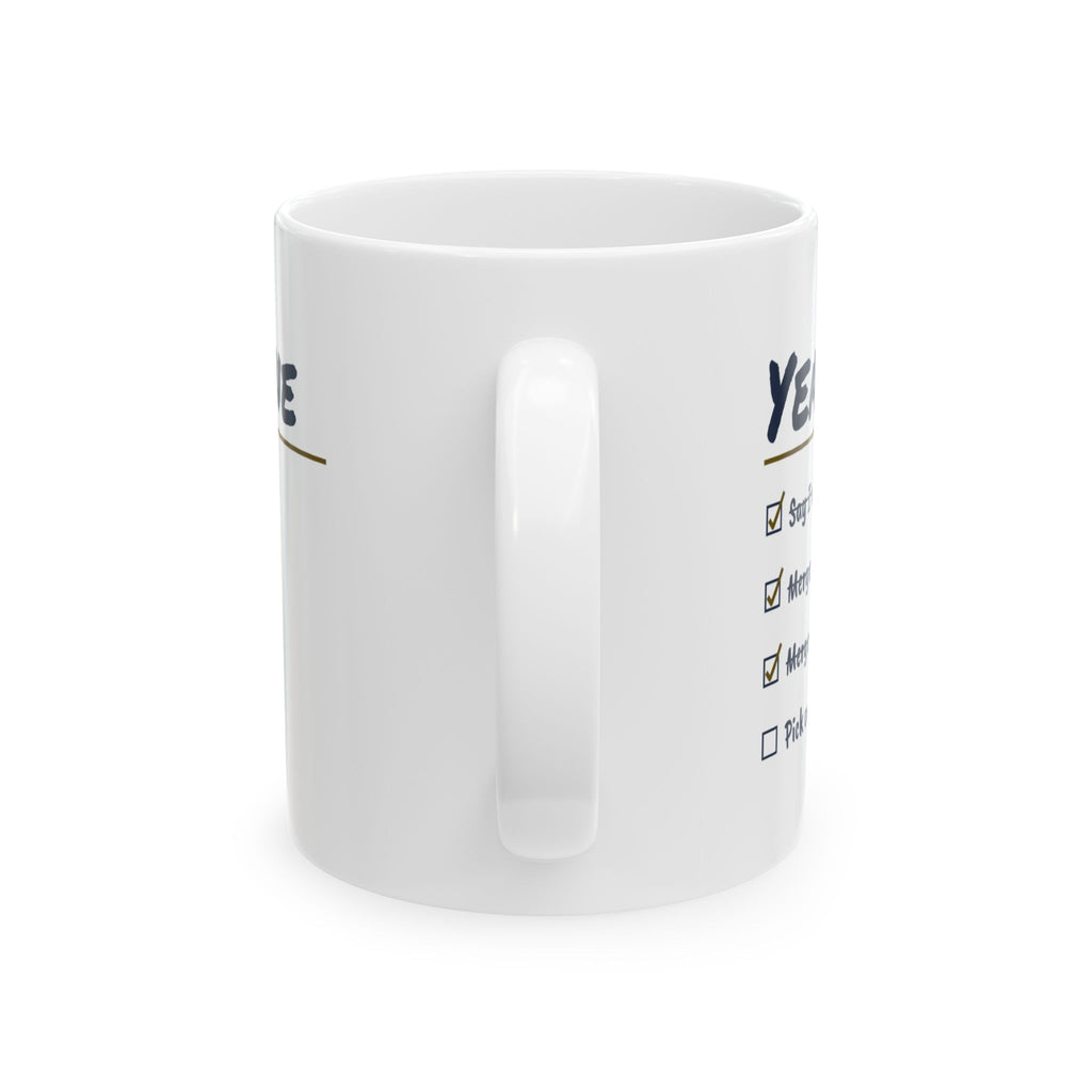 Funny Newlywed Christmas Coffee Mug Pick One Tree Topper Checklist