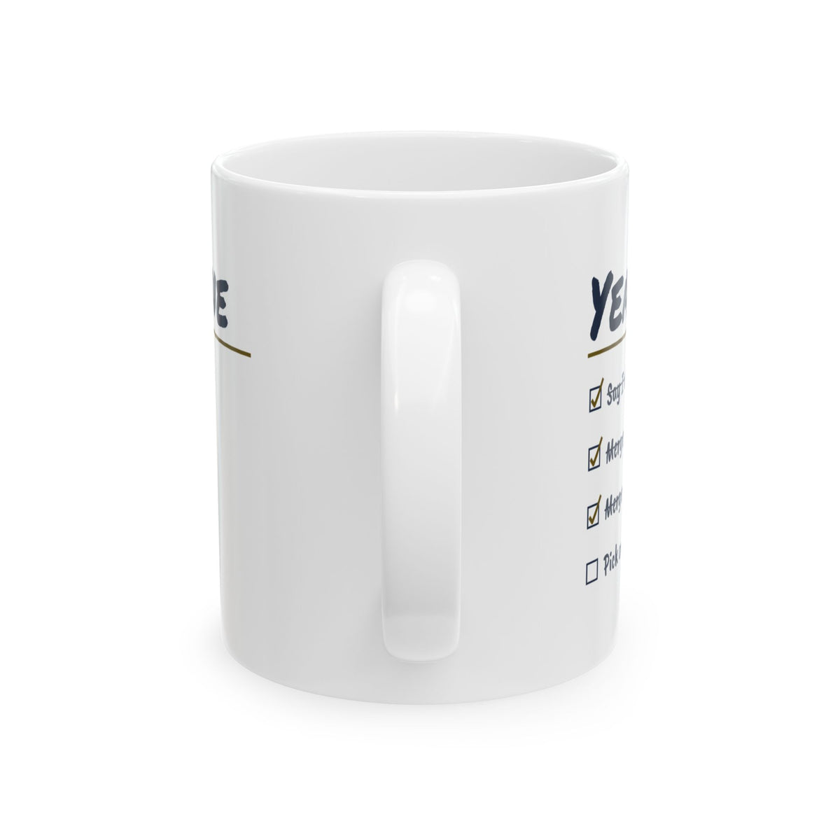 Funny Newlywed Christmas Coffee Mug Pick One Tree Topper Checklist