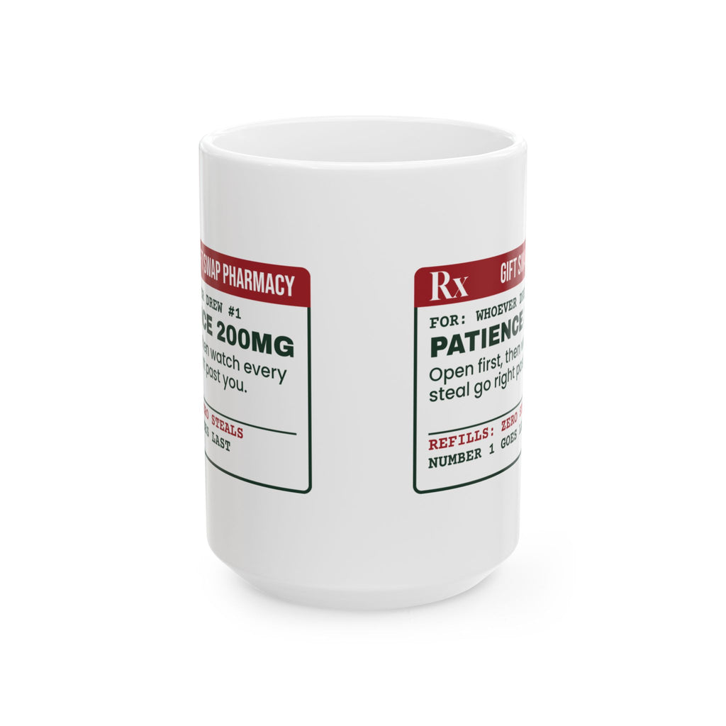 Funny White Elephant Coffee Mug Drew Number One Prescription Label