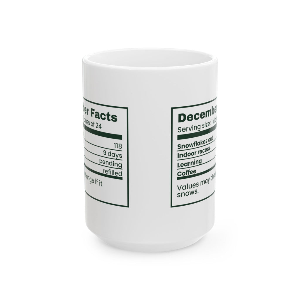 Funny Christmas Coffee Mug December Facts Indoor Recess 9 Days