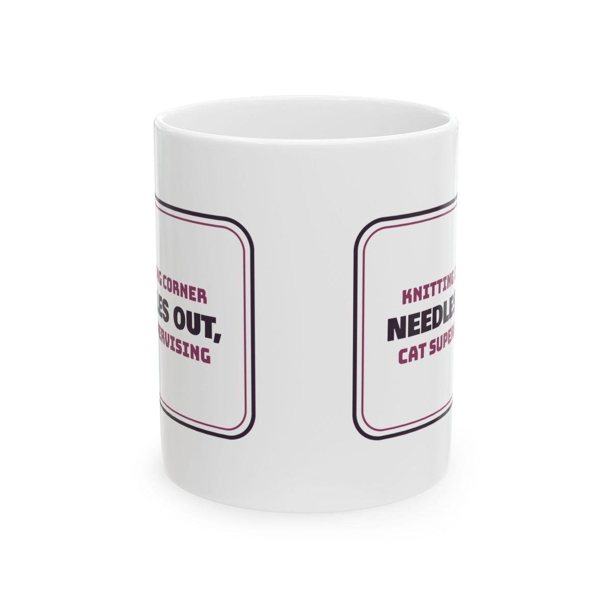 Funny Knitting Coffee Mug Needles Out Cat Supervising