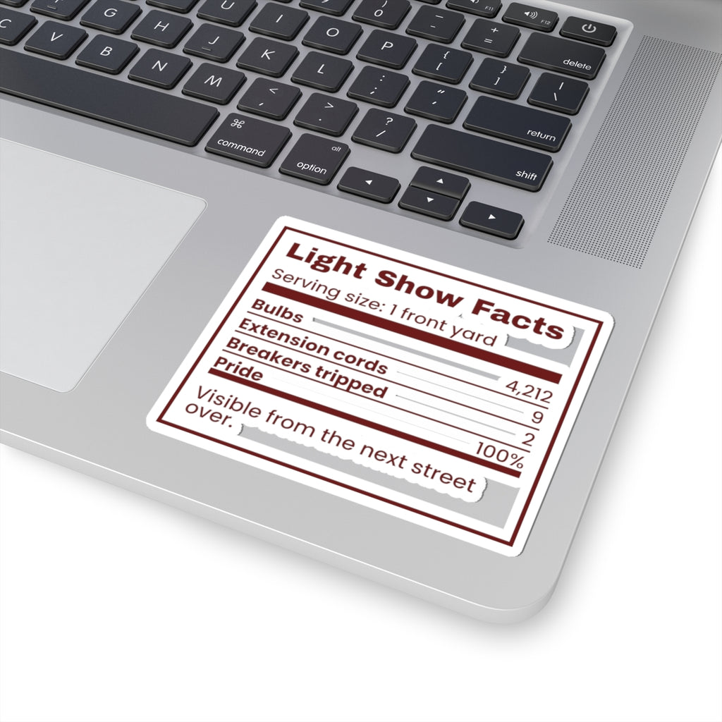 Funny Christmas Dad Sticker Light Show Facts Nutrition Label