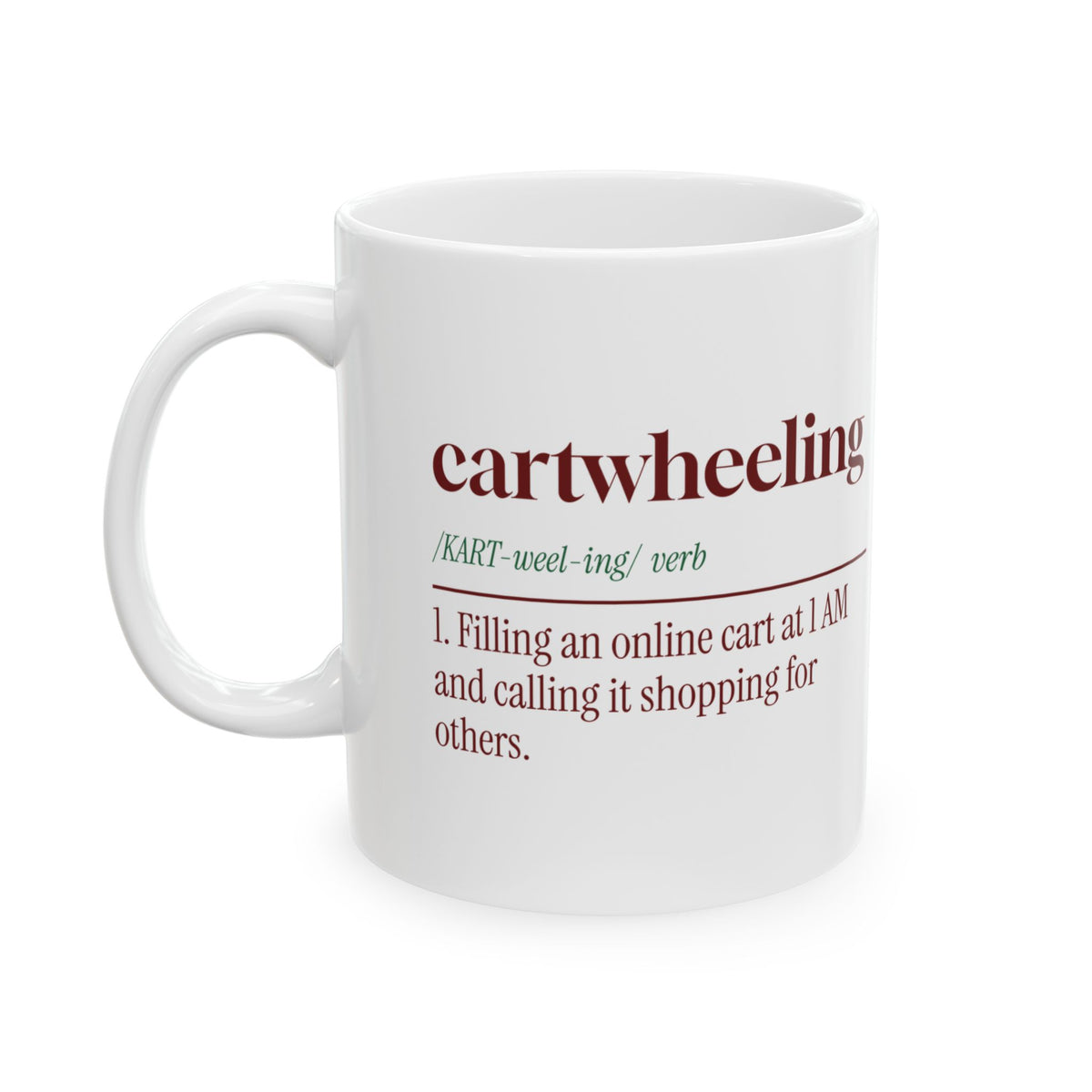 Funny Christmas Shopping Coffee Mug Cartwheeling Dictionary Definition