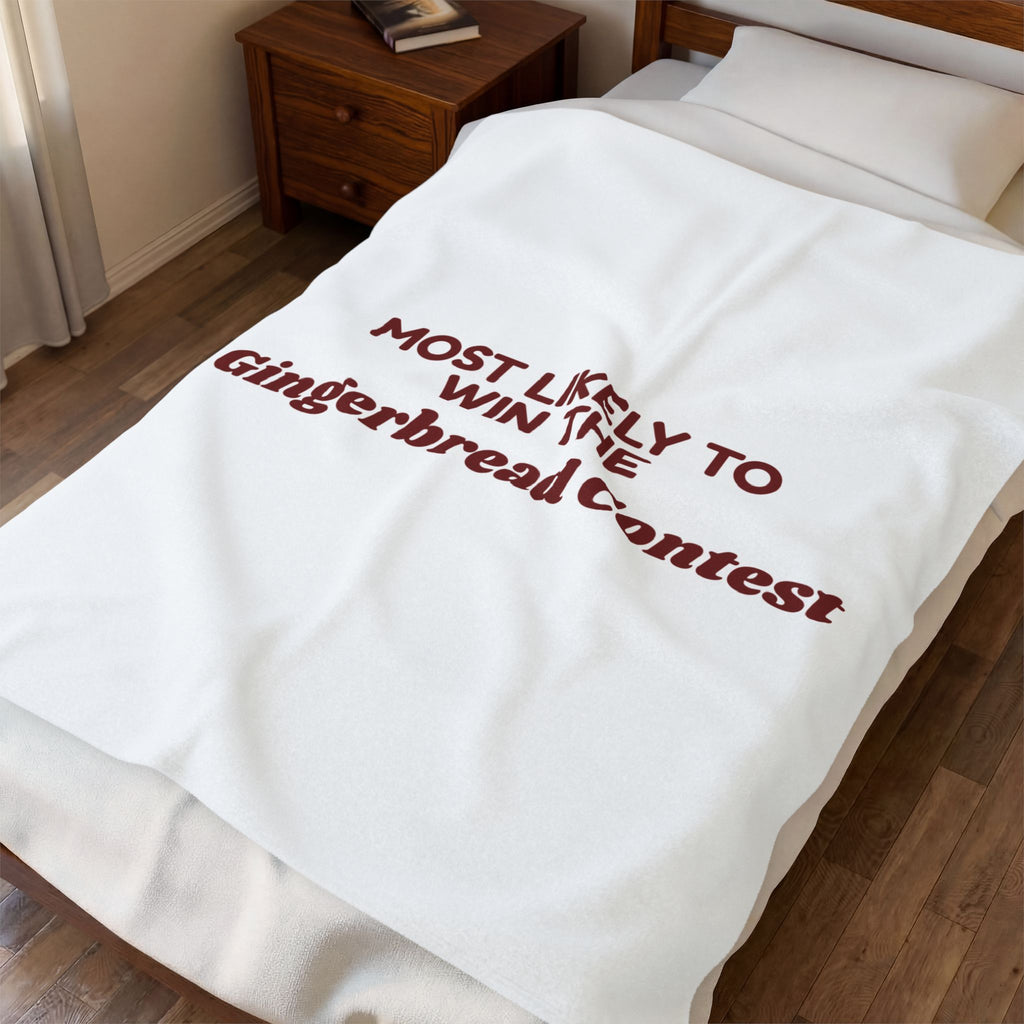 Funny Family Christmas Throw Blanket Most Likely To Win The Gingerbread