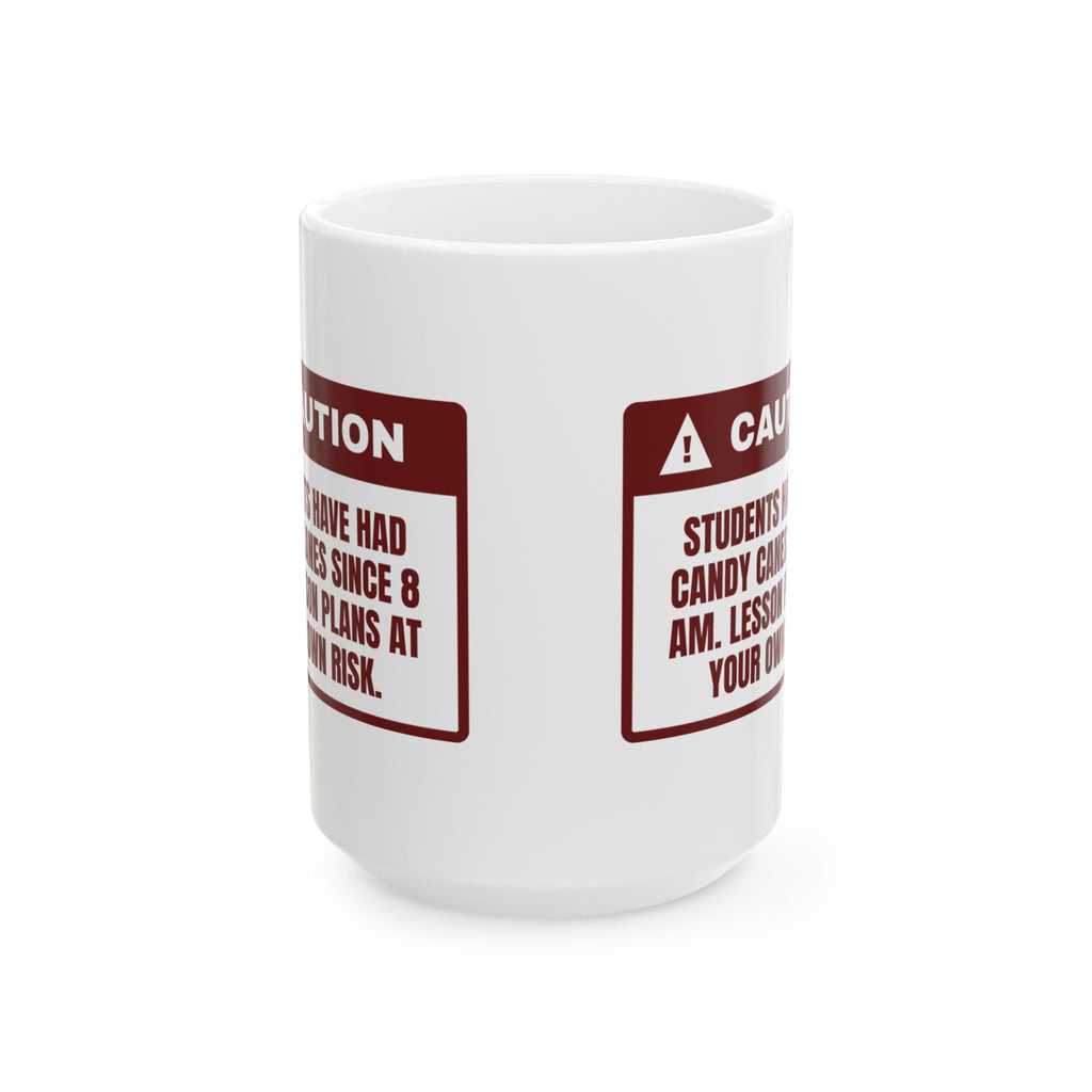 Funny Christmas Teacher Coffee Mug Candy Canes Since 8 AM Warning
