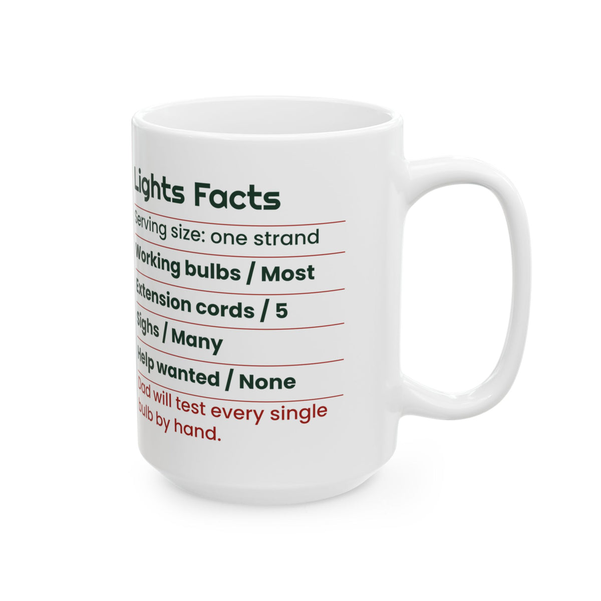 Funny Dad Christmas Coffee Mug Lights Facts Label For Dad
