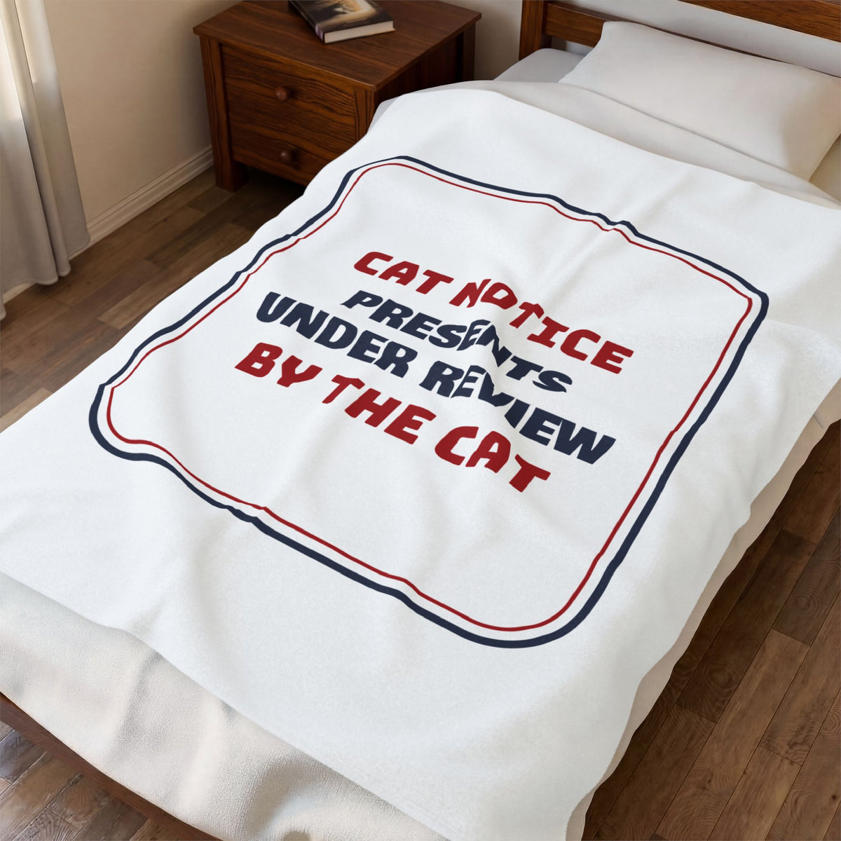 Funny Christmas Throw Blanket Presents Under Review By The Cat Sign