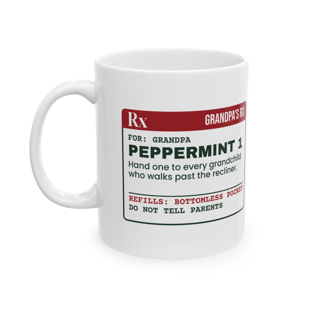 Funny Grandpa Christmas Coffee Mug Pocket Peppermints Prescription