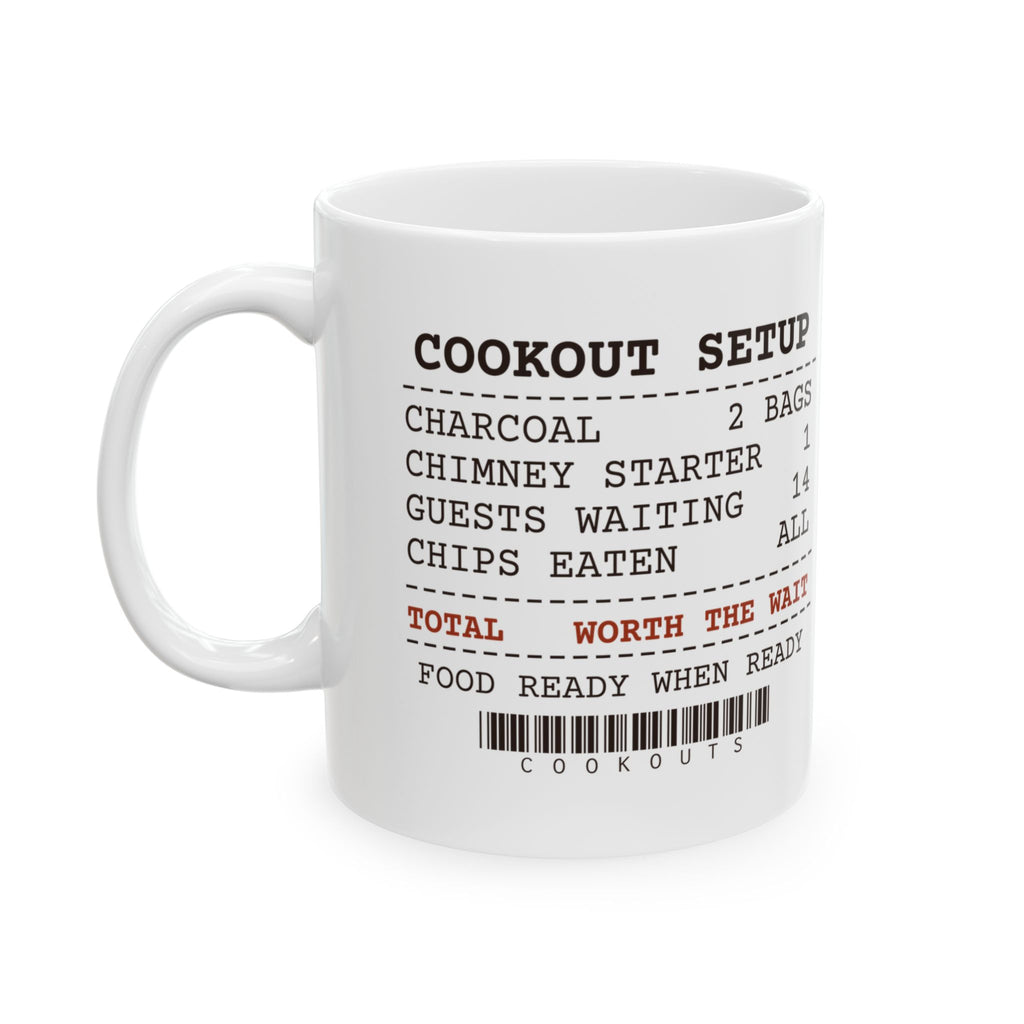 Funny BBQ Coffee Mug Cookout Receipt Guests Waiting Worth The Wait
