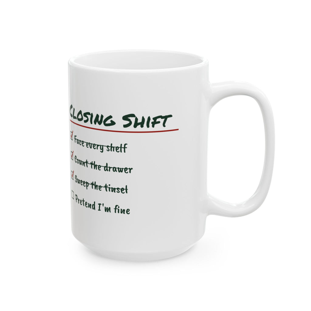 Funny Retail Christmas Coffee Mug Closing Shift Checklist For Workers