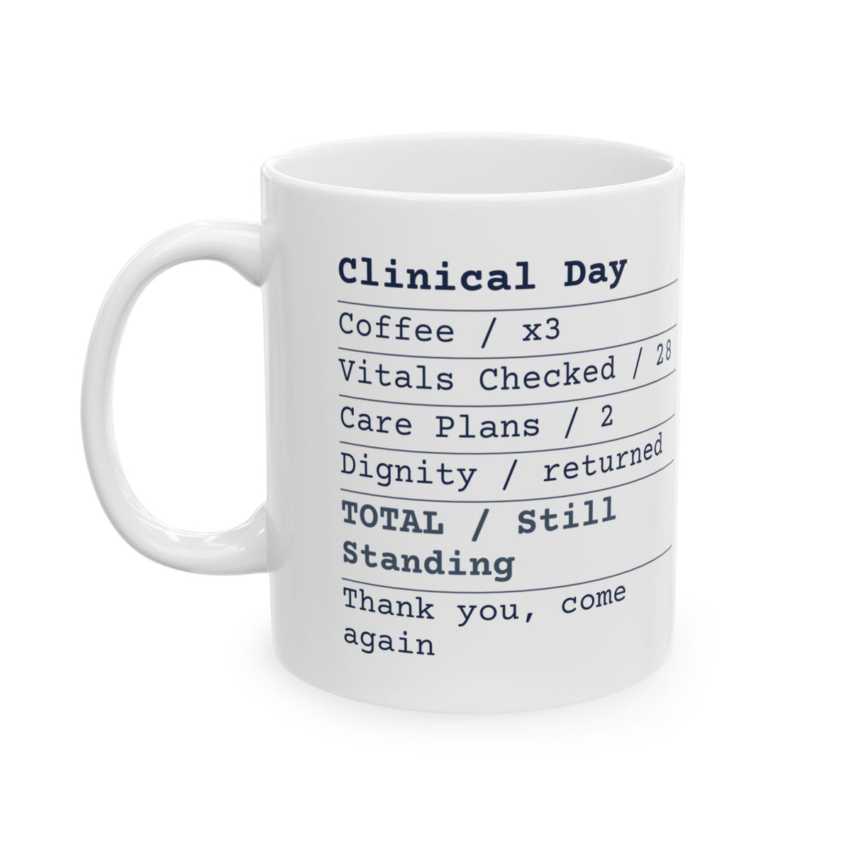 Funny Nurse Mug Clinical Day Receipt Itemized