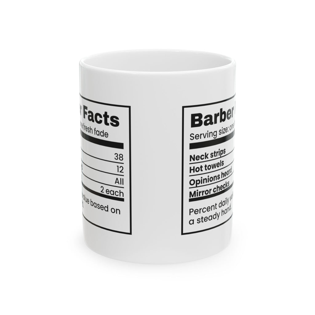 Funny Barber Mug Barber Facts Neck Strips Used Nutrition Label