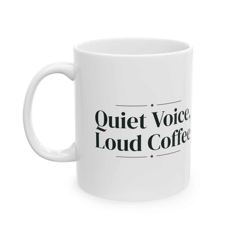 Librarian Coffee Mug Quiet Voice Loud Coffee Classic Serif Design