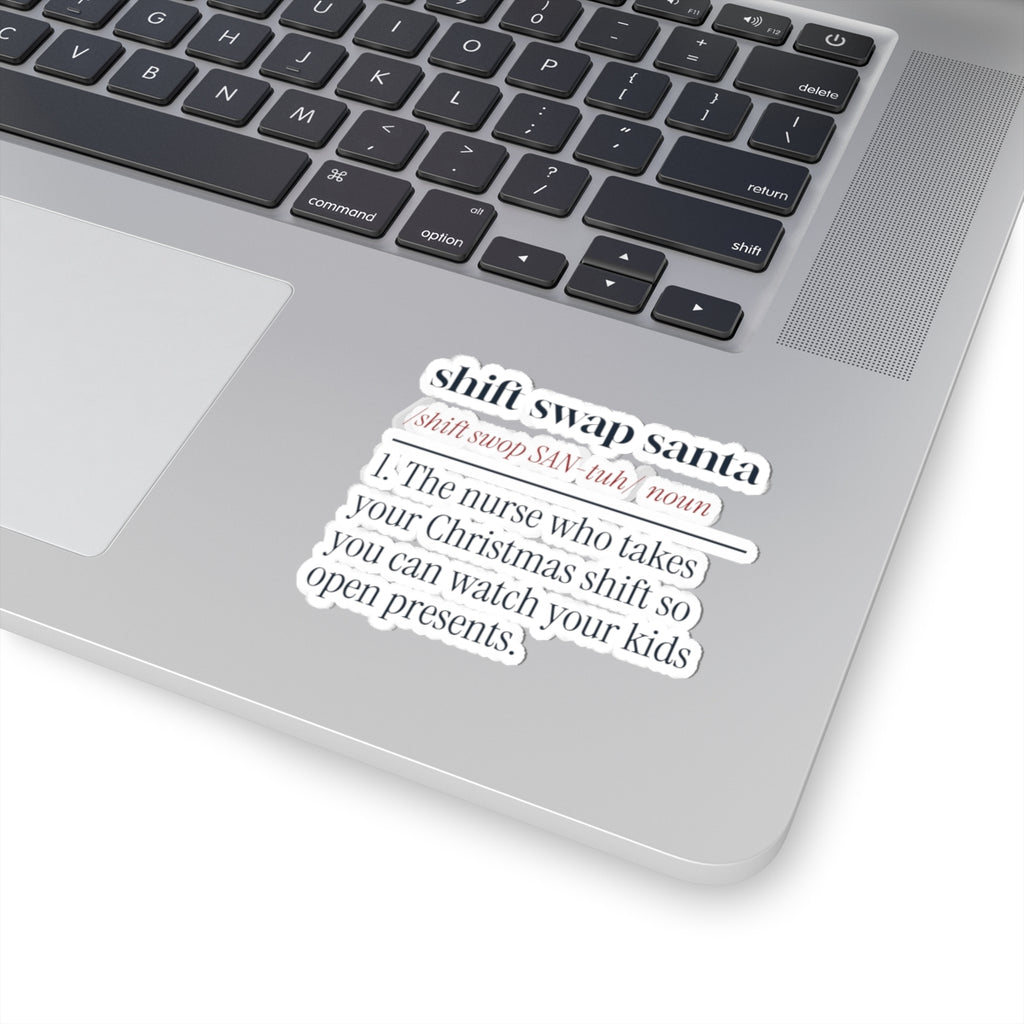 Funny Christmas Nurse Sticker Shift Swap Santa Dictionary Definition