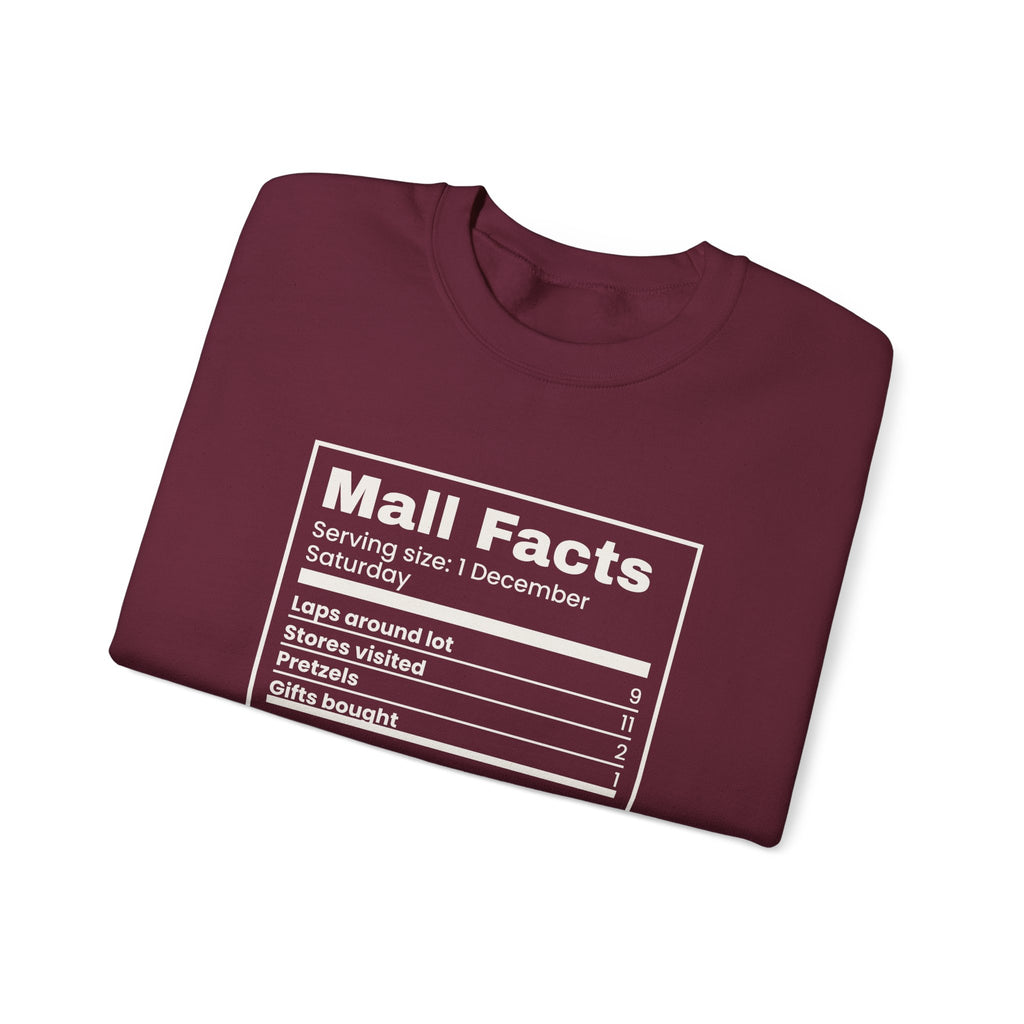 Funny Christmas Shopping Sweatshirt Mall Facts Nutrition Label