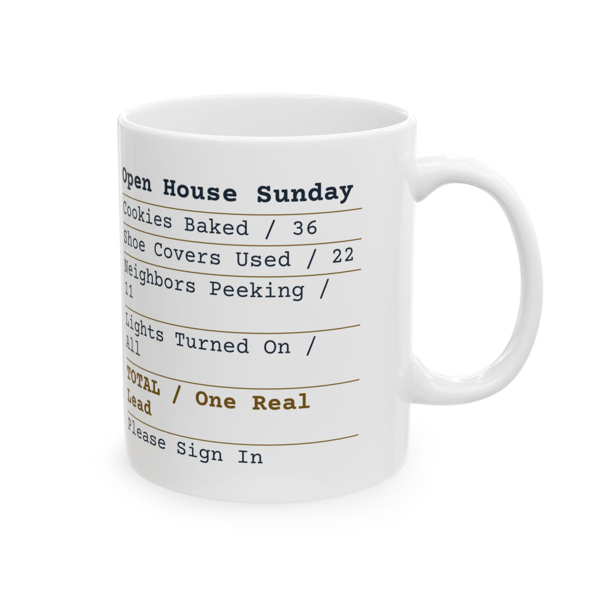 Funny Realtor Coffee Mug Open House Sunday Receipt For Agents