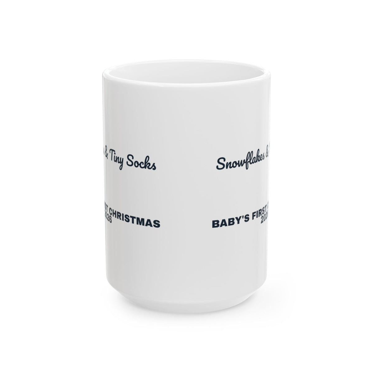 Baby's First Christmas Coffee Mug 2026 Snowflakes And Tiny Socks