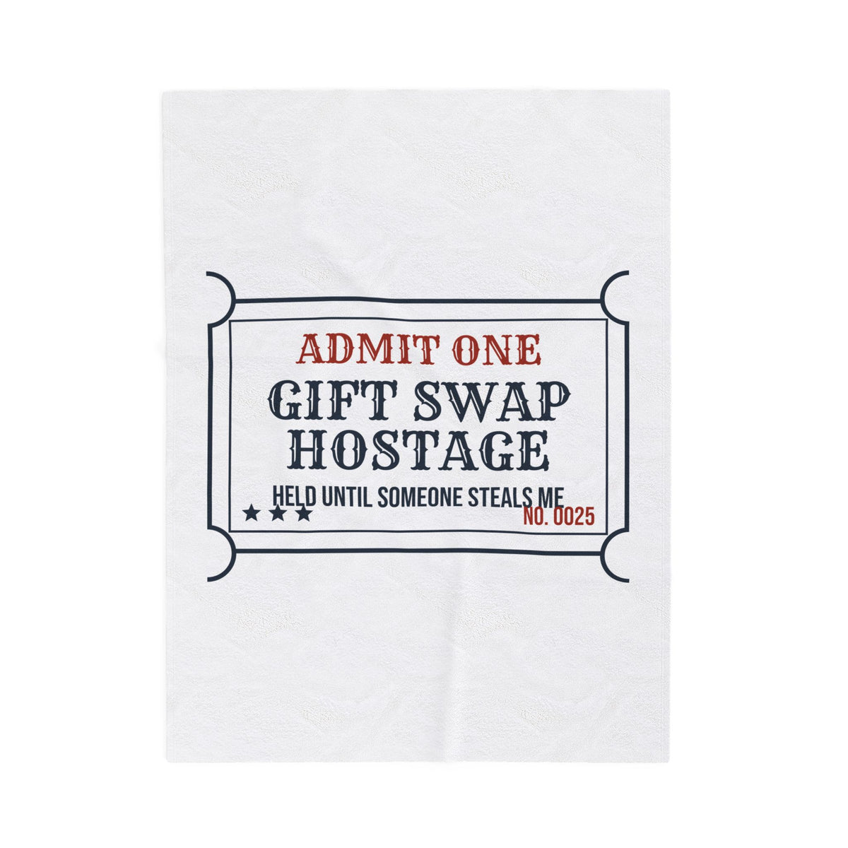 Funny White Elephant Throw Blanket Gift Swap Hostage Please Steal Me Ticket