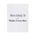 Funny Christmas Family Throw Blanket Most Likely To Shake Every Box