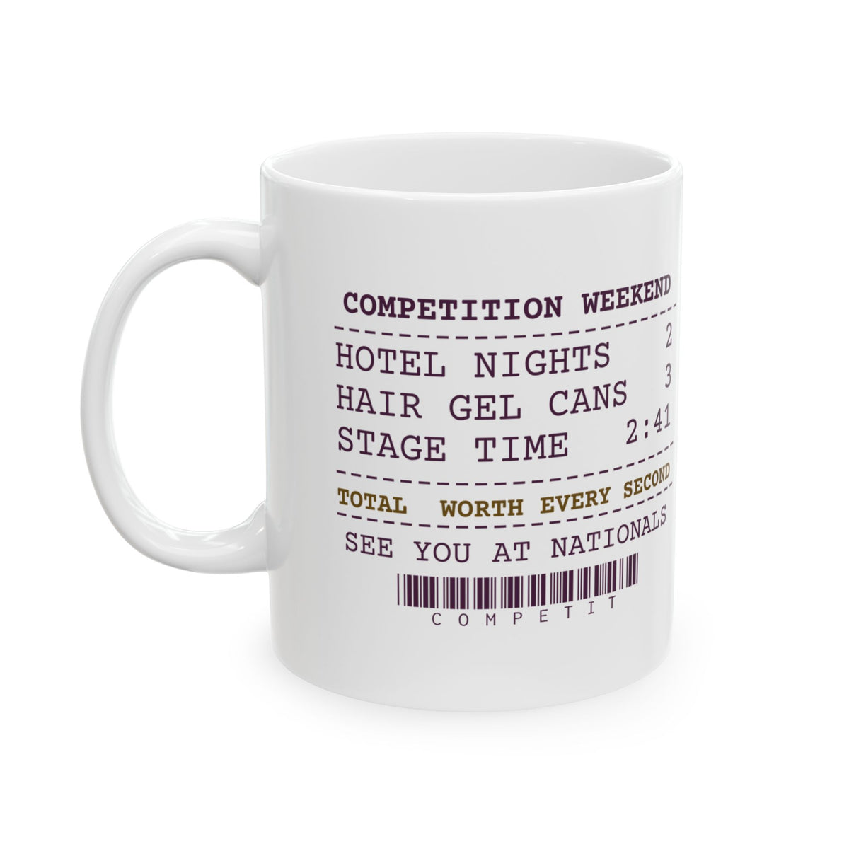 Funny Dance Mom Coffee Mug Two Hotel Nights For 2:41 On Stage Receipt