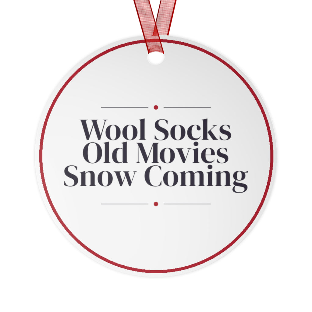 Christmas Ornament Wool Socks Old Movies Snow Coming Cozy Decor