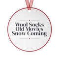 Christmas Ornament Wool Socks Old Movies Snow Coming Cozy Decor