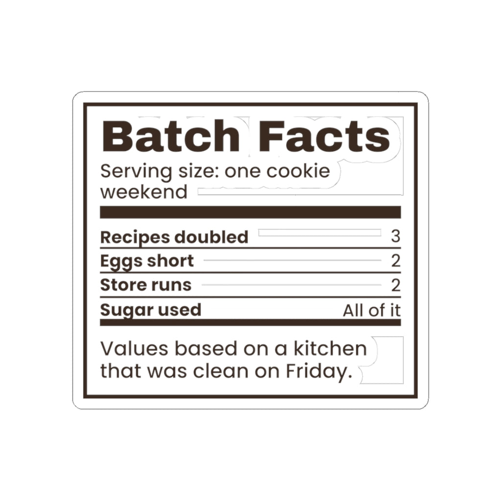Funny Christmas Cookie Baking Sticker Batch Facts Nutrition Label