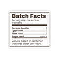 Funny Christmas Cookie Baking Sticker Batch Facts Nutrition Label