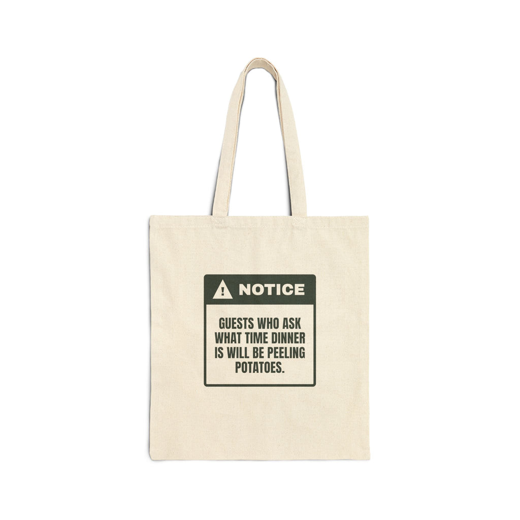 Funny Christmas Host Tote Bag Ask When Dinner Is Peel Potatoes