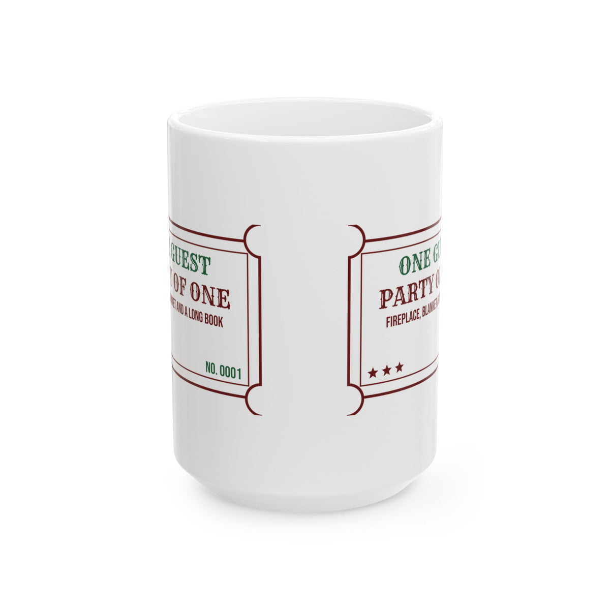 Funny Christmas Introvert Coffee Mug Party Of One Fireplace And A Book