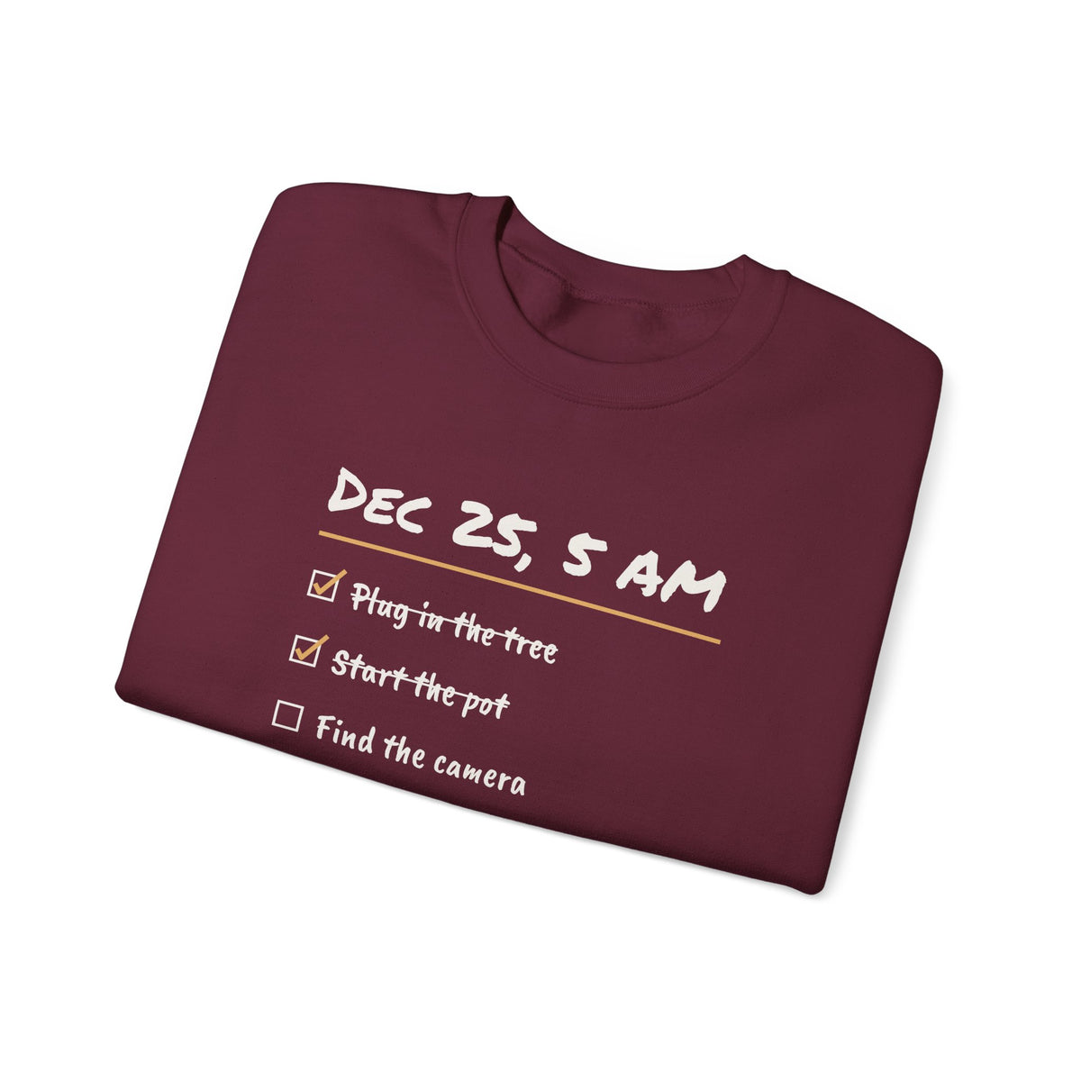 Funny Christmas Sweatshirt Plug In The Tree Start The Pot Checklist