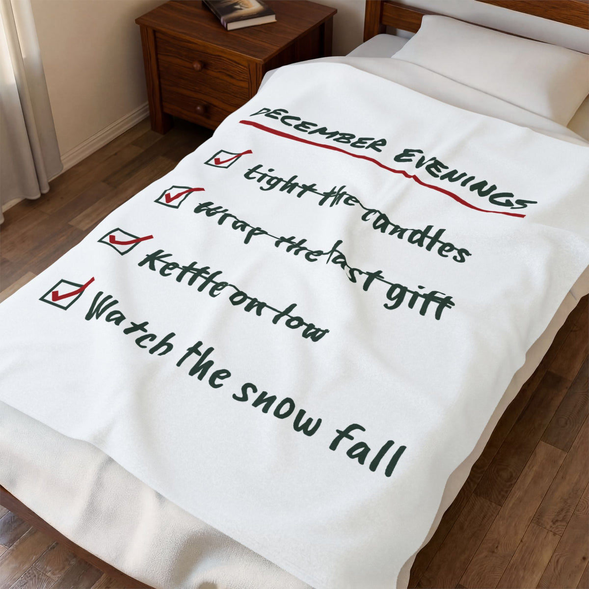 Christmas Throw Blanket December Evenings Checklist Cozy Winter Cup