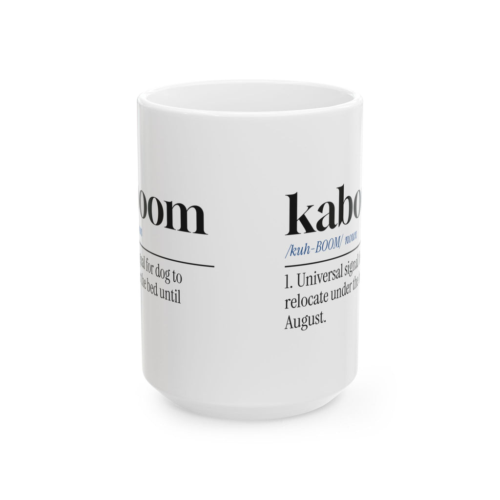 Funny Fireworks Dog Coffee Mug Kaboom Hides Under Bed For Dog Lovers