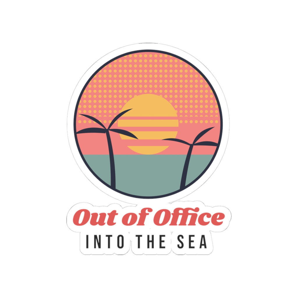Retro Beach Sticker Out Of Office Into The Sea