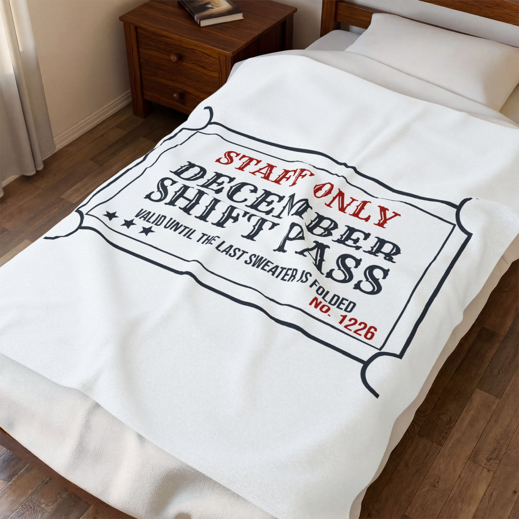 Funny Retail Worker Christmas Throw Blanket December Shift Pass