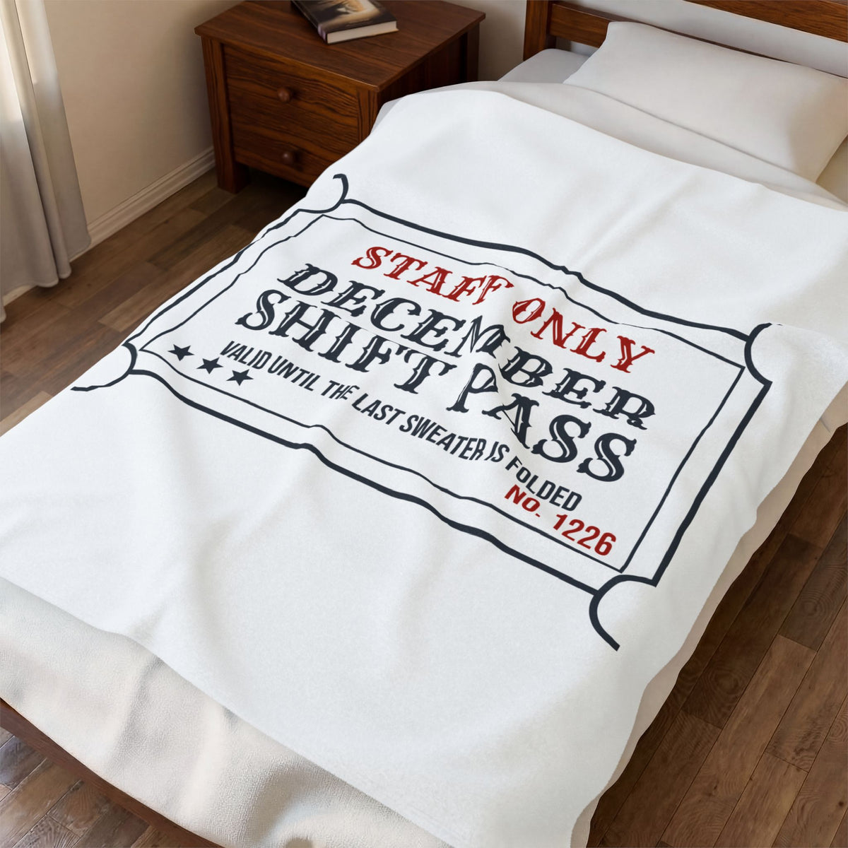 Funny Retail Worker Christmas Throw Blanket December Shift Pass